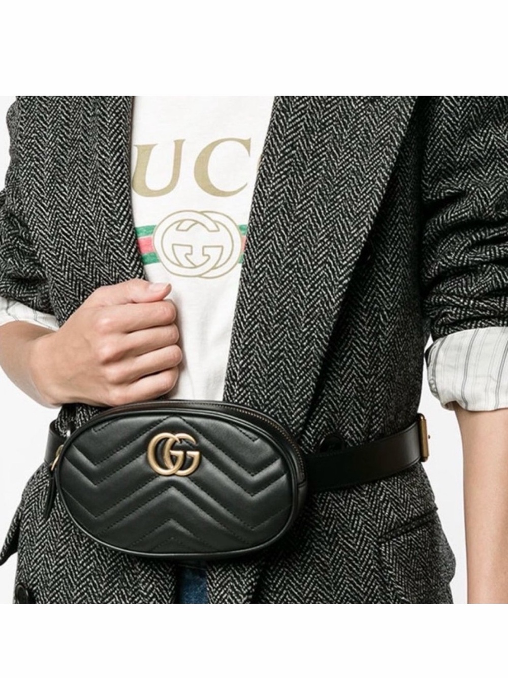 Gucci GG Marmont Matelassé Belt / Waist Bum Bag | Style 476434 | Authentic